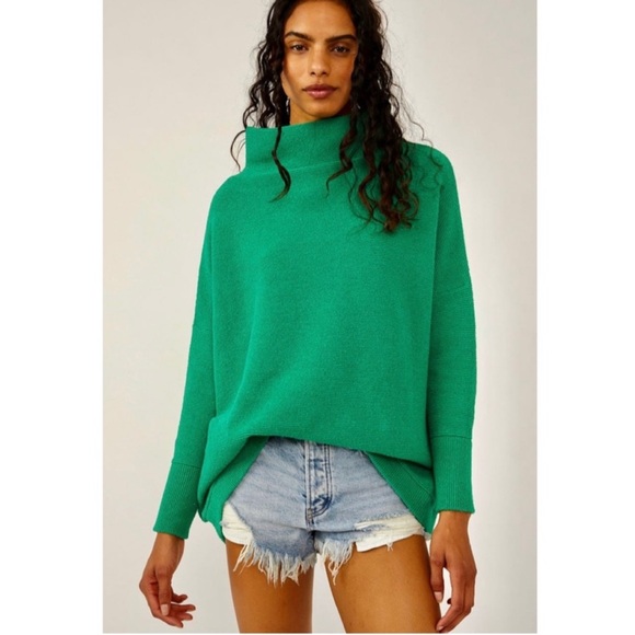 Free People Ottoman Oversized Slouchy Ribbed Tan Sweater Green size Medium - Picture 2 of 14